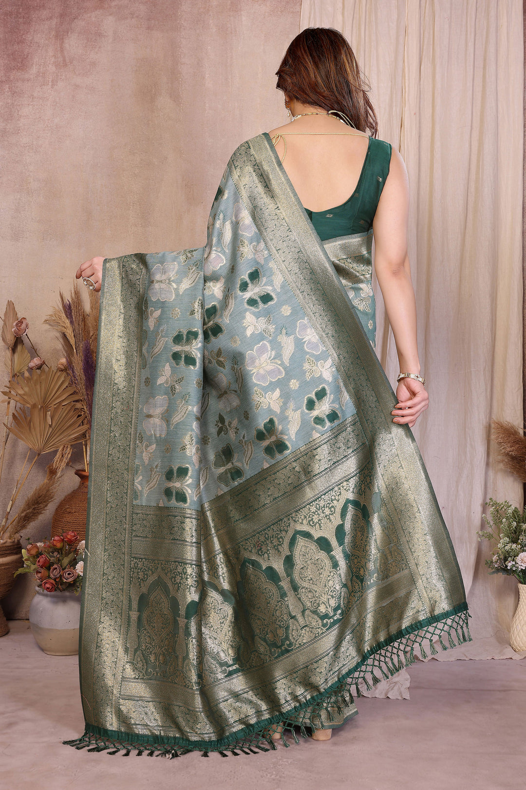 Sea Green Color Glorious Cotton Saree With Weaving Work | Buy Online India