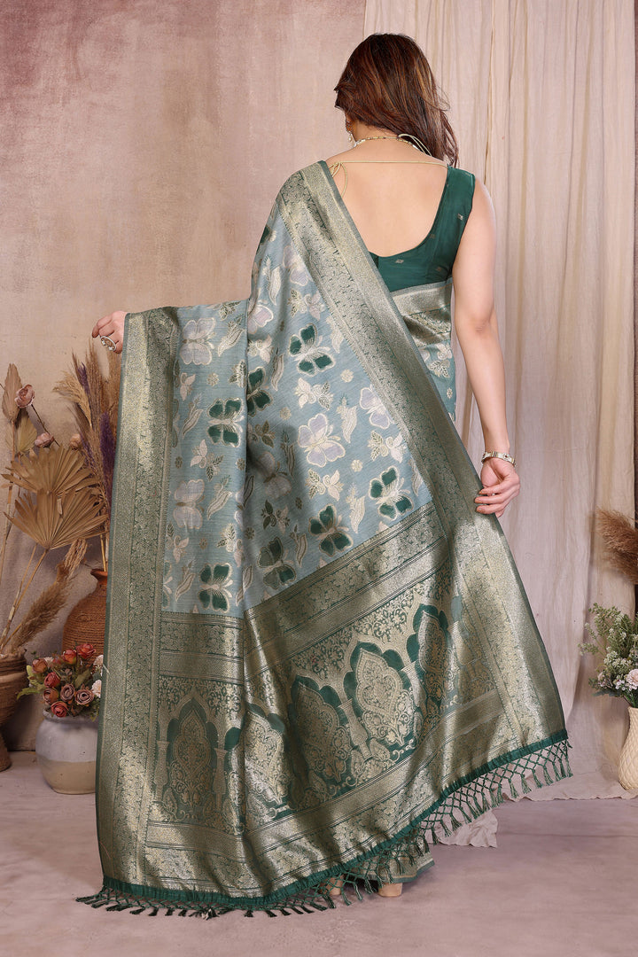 Sea Green Color Glorious Cotton Saree With Weaving Work | Buy Online India