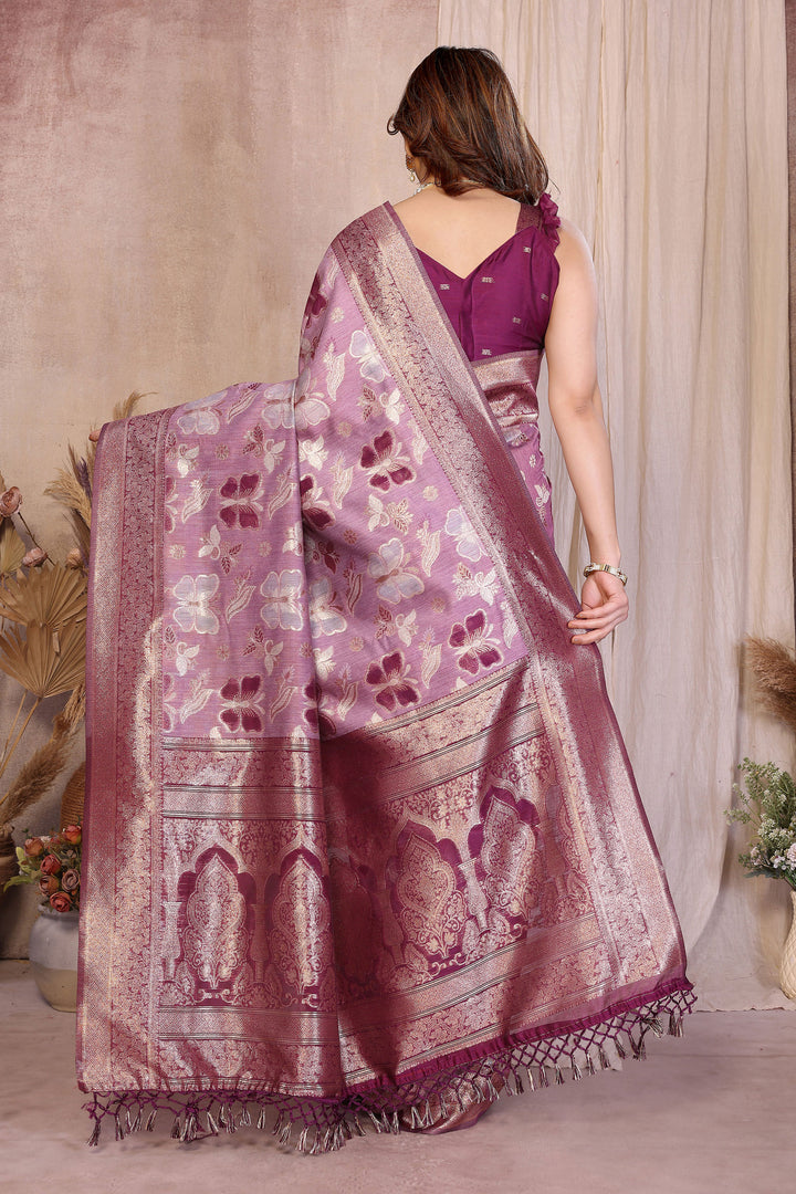 Delicate Pink Color Weaving Work Cotton Saree