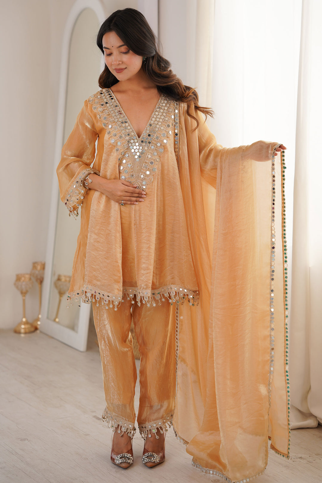 Art Silk Fabric Chikoo Color Attractive Readymade Salwar Suit | Buy Online India