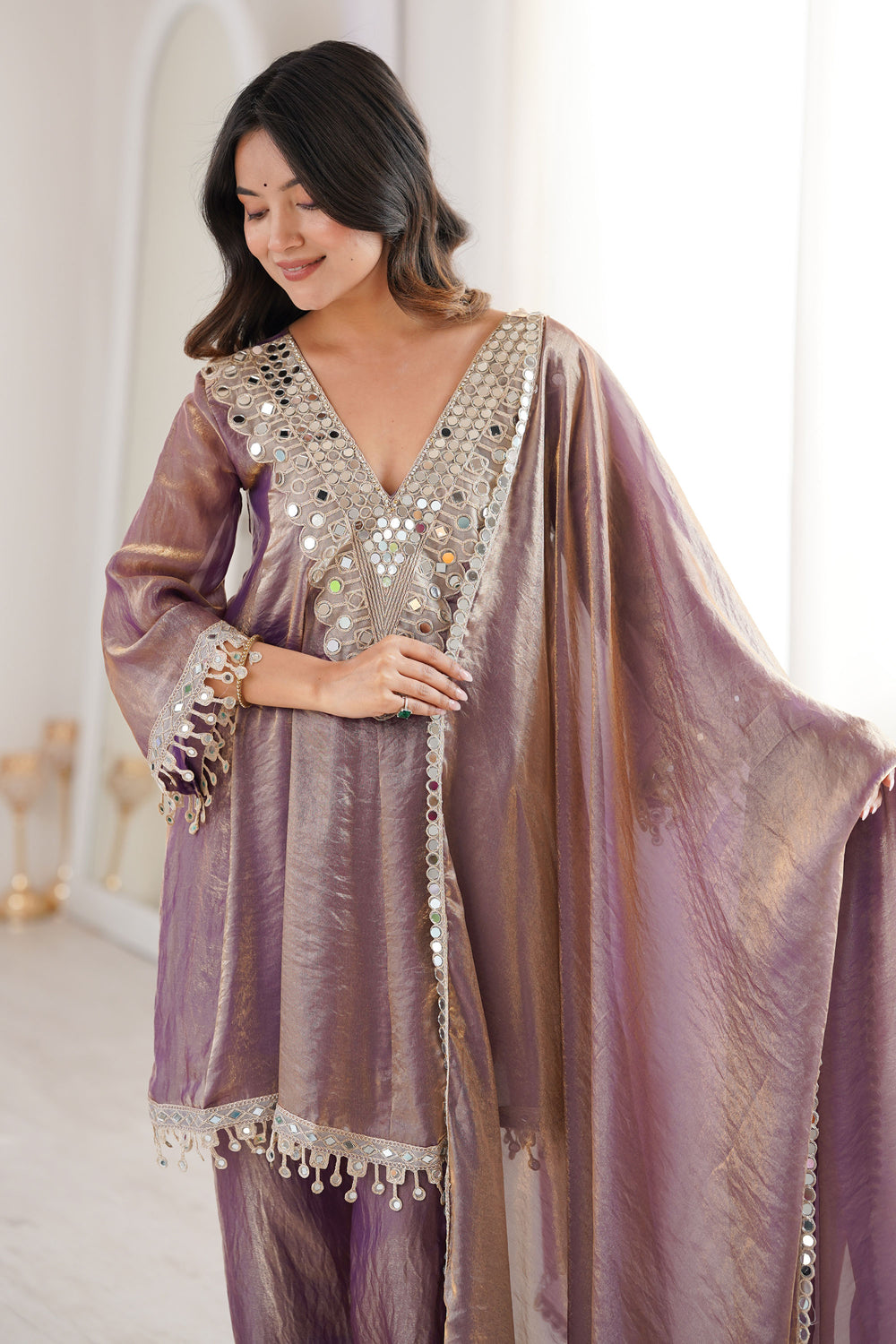 Purple Color Art Silk Fabric Beautiful Readymade Salwar Suit | Buy Online India