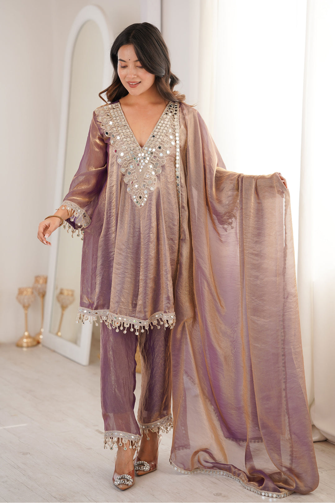 Purple Color Art Silk Fabric Beautiful Readymade Salwar Suit | Buy Online India