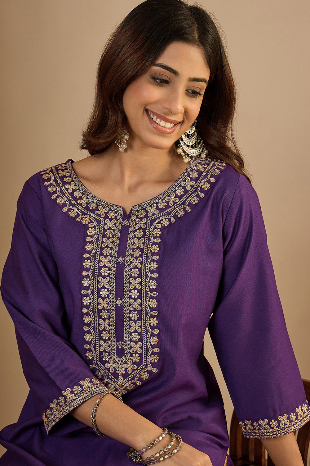 Tempting Art Silk Fabric Purple Color Readymade Kurti | Buy Online India
