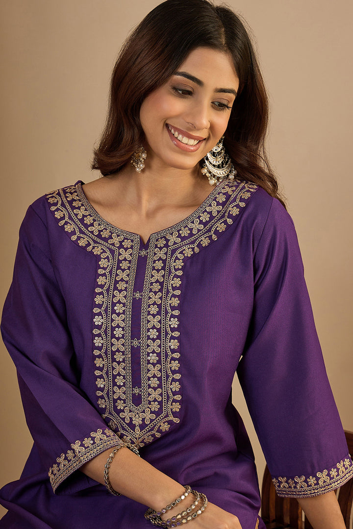 Tempting Art Silk Fabric Purple Color Readymade Kurti | Buy Online India
