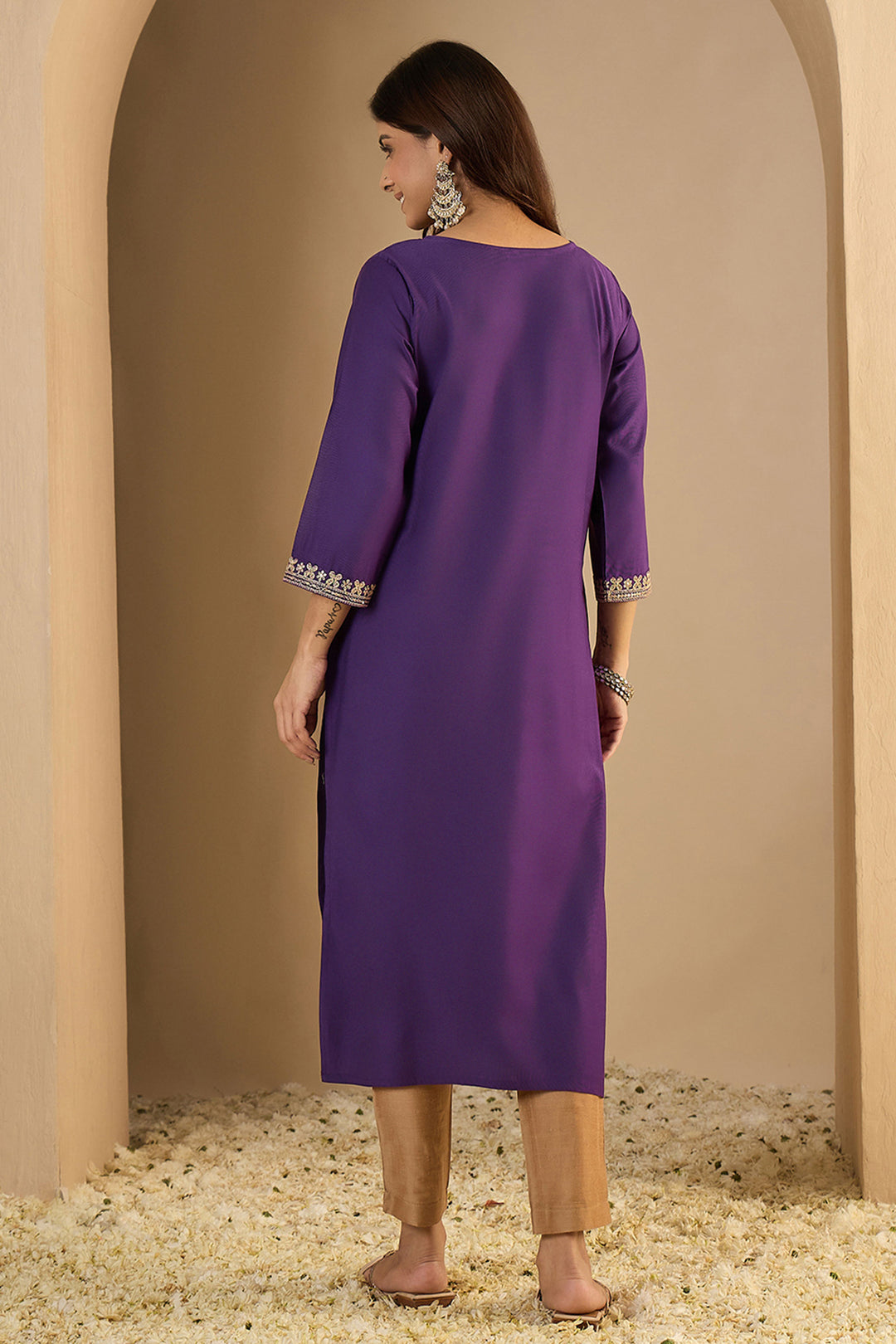 Tempting Art Silk Fabric Purple Color Readymade Kurti | Buy Online India