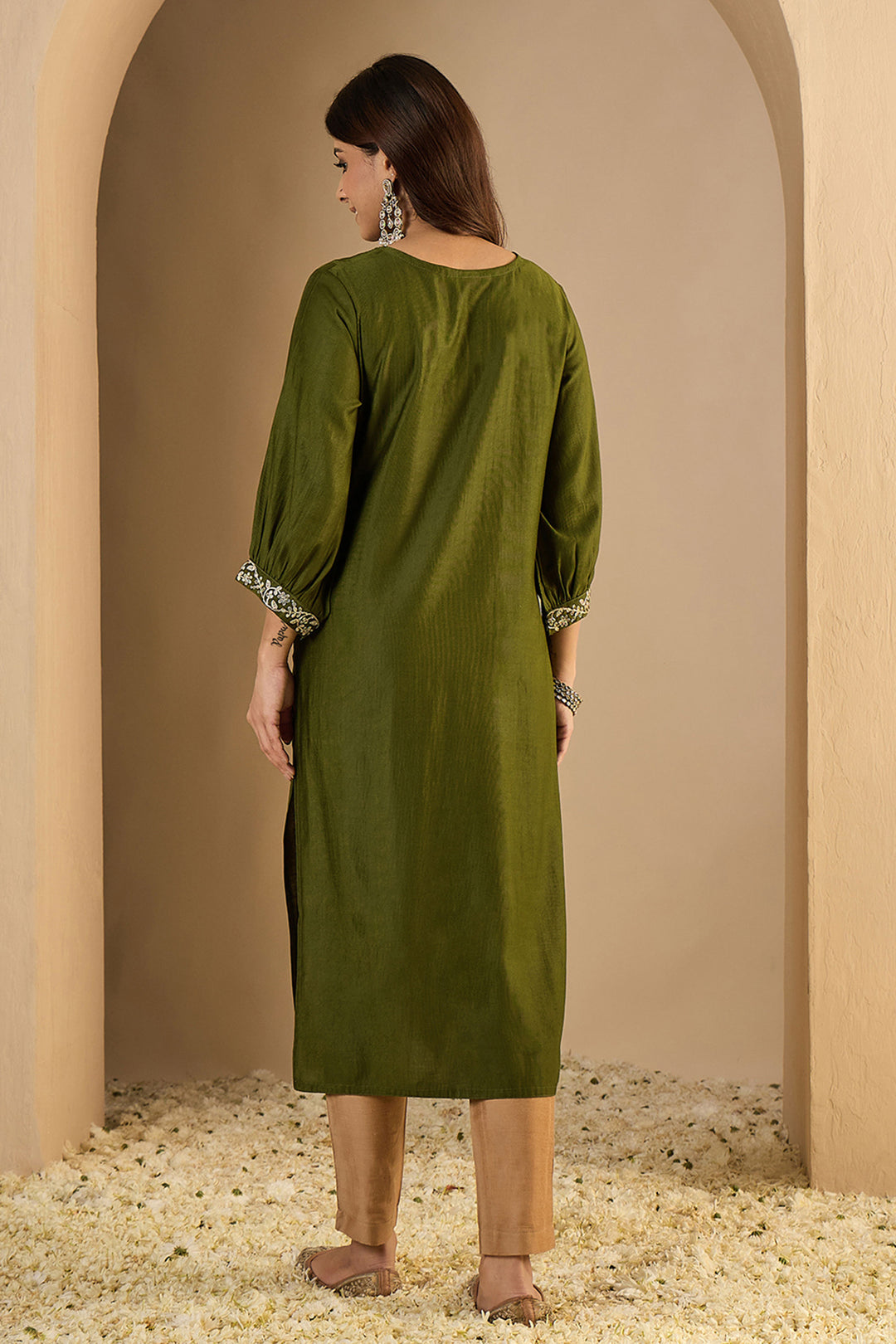 Engaging Green Color Art Silk Fabric Readymade Kurti | Buy Online India