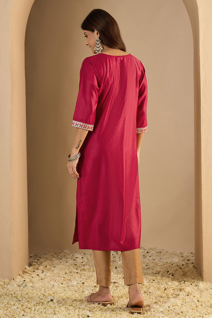 Glamorous Readymade Kurti In Pink Color Art Silk Fabric | Buy Online India