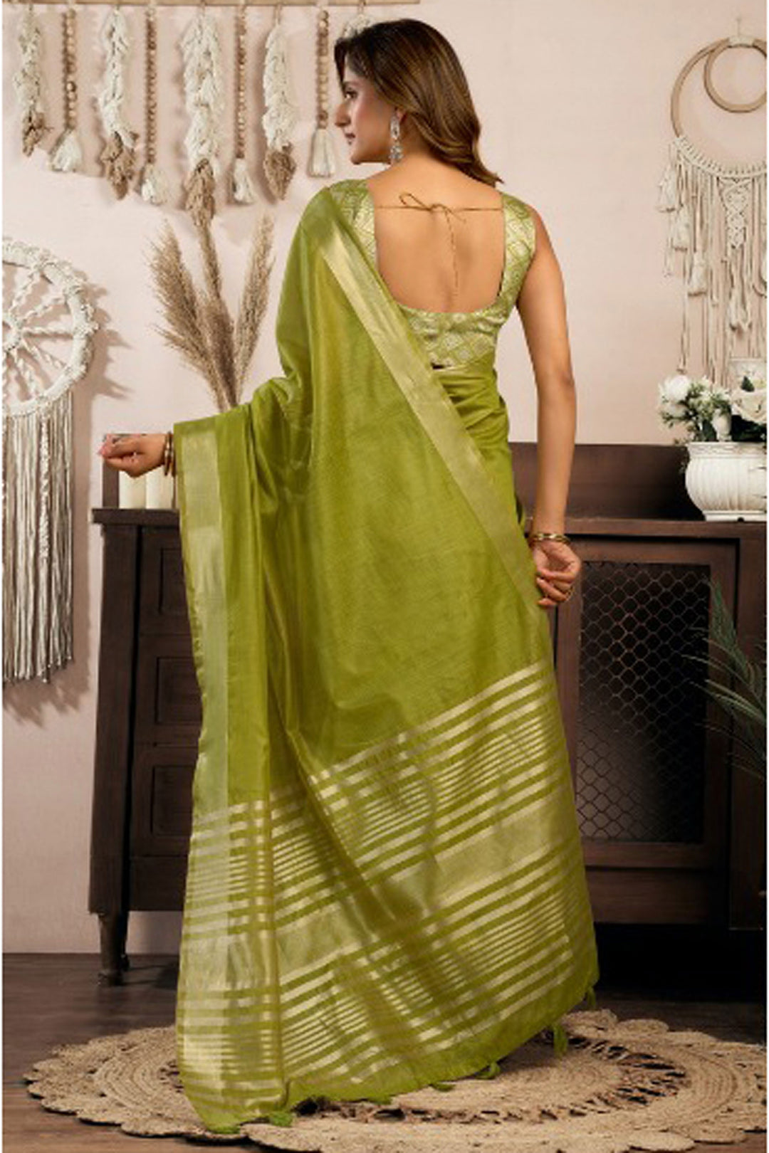 Soothing Khadi Cotton Saree Sea Green Color | Buy Online India