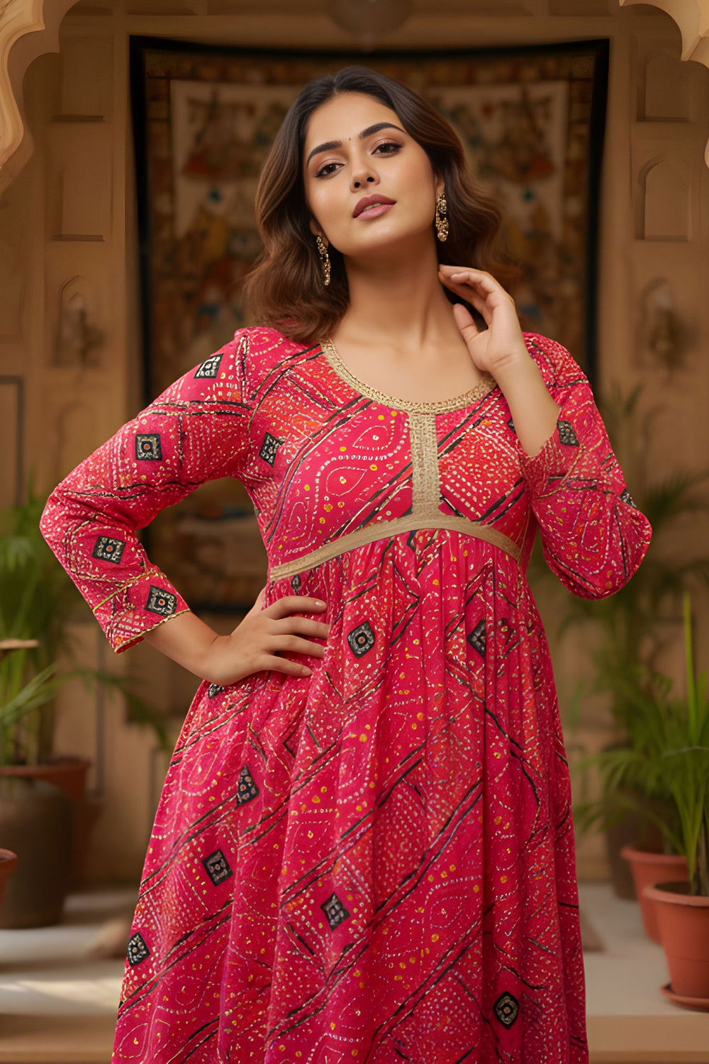 Pink Color Art Silk Fabric Attractive Readymade Anarkali Style Salwar Suit | Buy Online India
