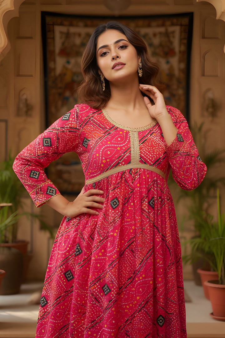 Pink Color Art Silk Fabric Attractive Readymade Anarkali Style Salwar Suit | Buy Online India
