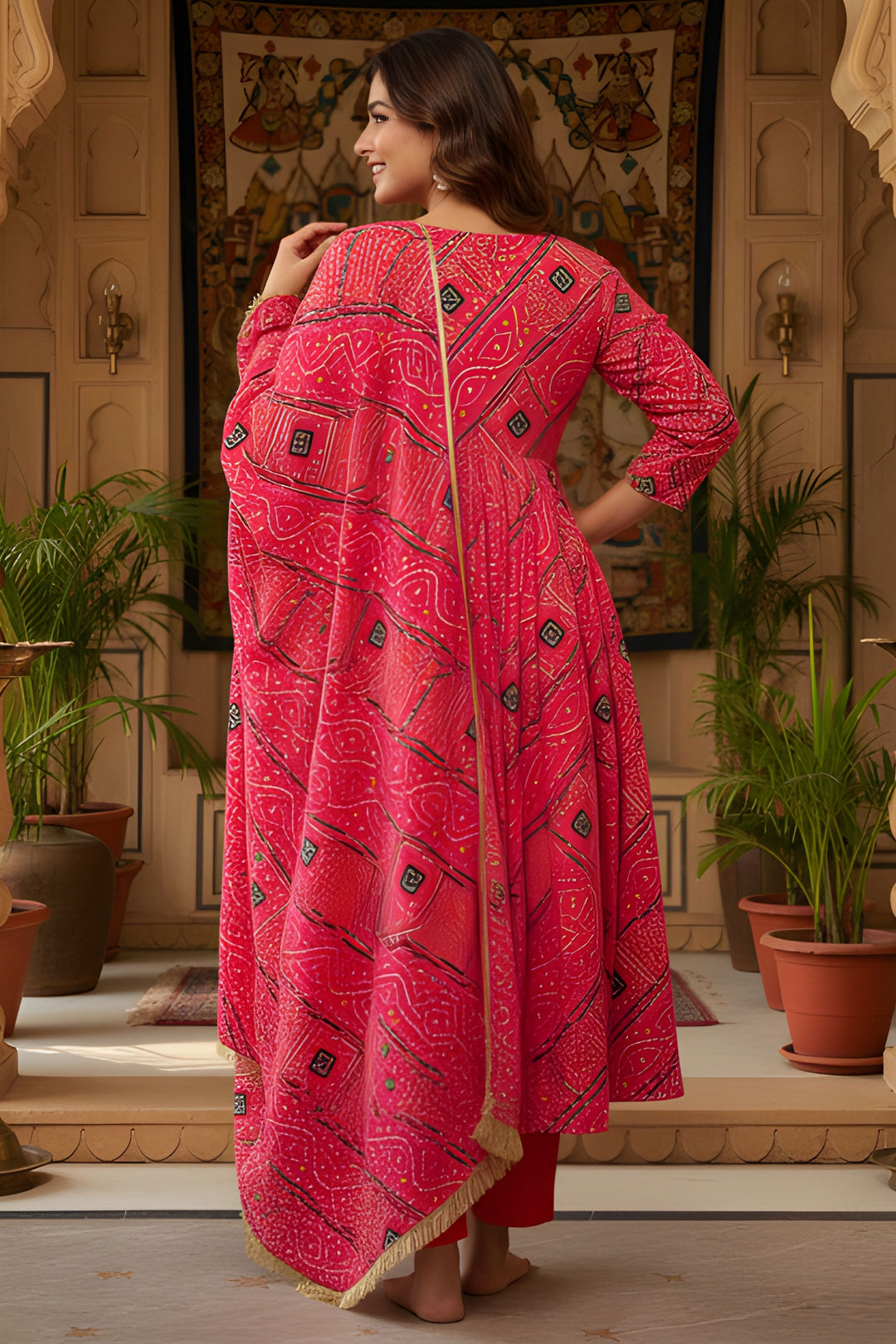 Pink Color Art Silk Fabric Attractive Readymade Anarkali Style Salwar Suit | Buy Online India