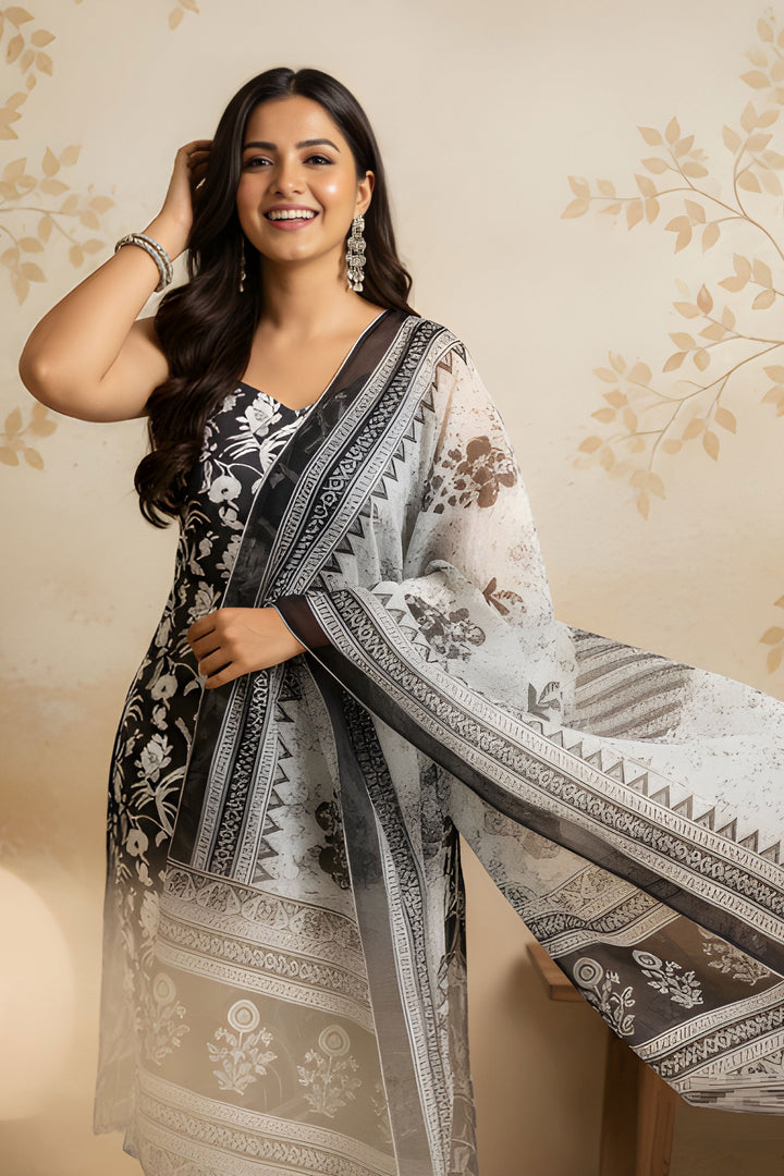 Cotton Fabric Black Color Pleasance Readymade Salwar Suit | Buy Online India