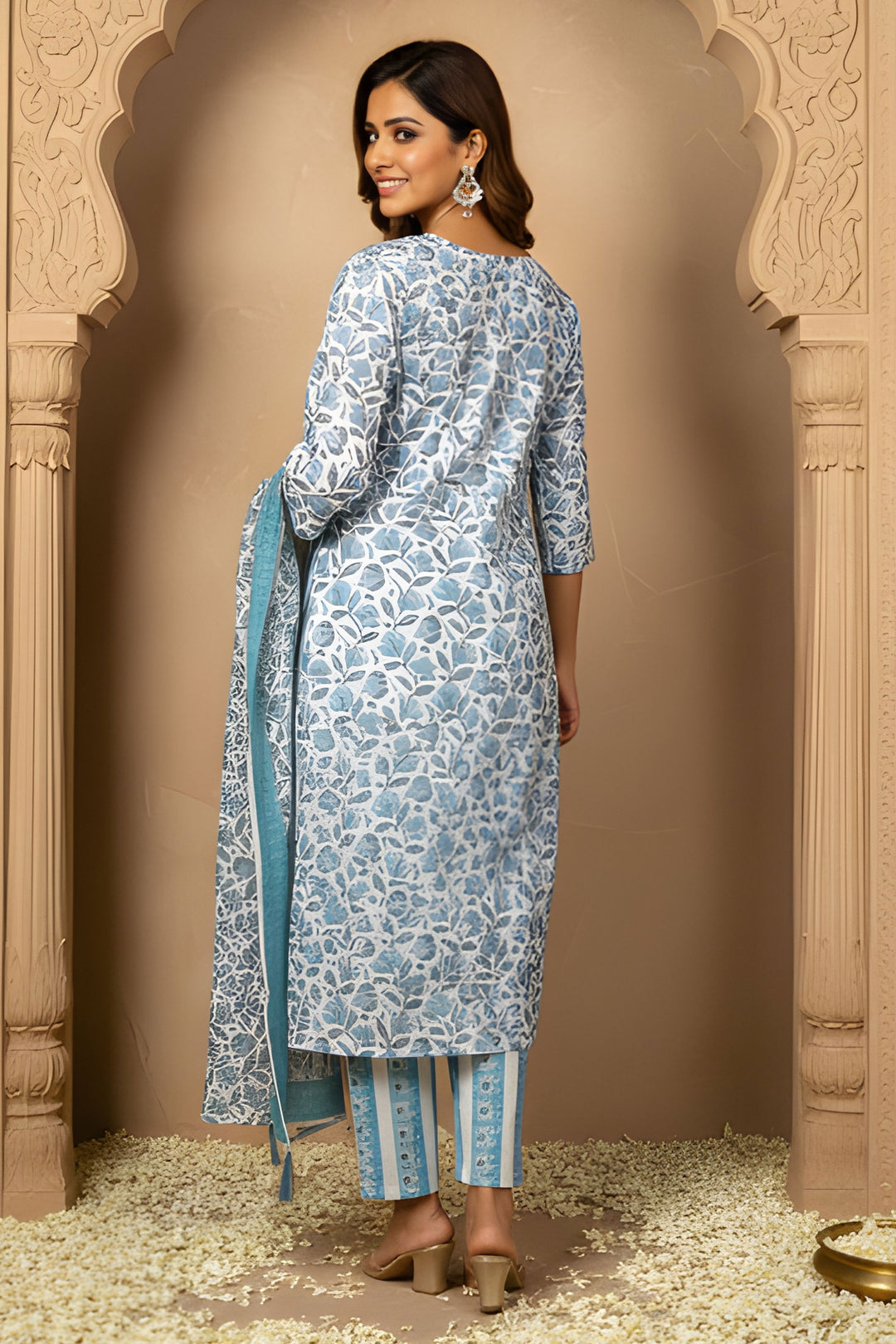 Cotton Fabric Bewitching Readymade Salwar Suit In Sky Blue Color | Buy Online India