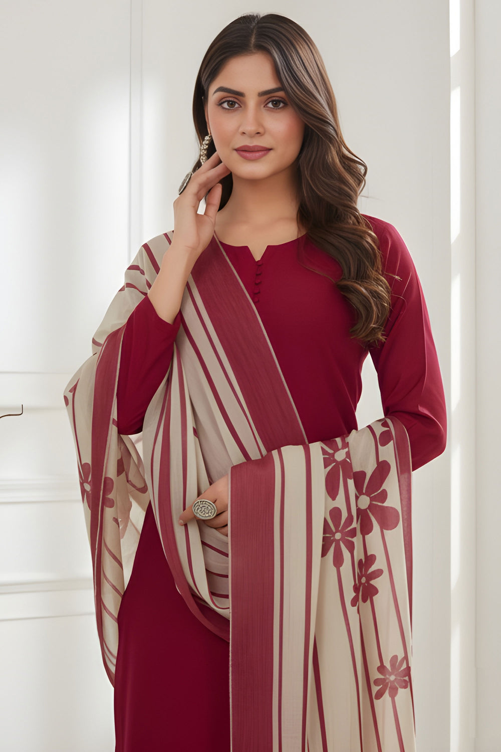 Art Silk Fabric Red Color Riveting Readymade Salwar Suit | Buy Online India