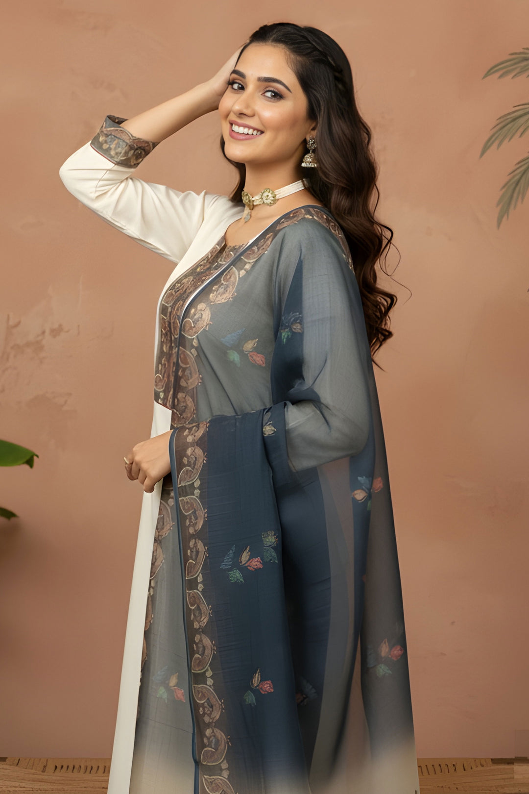 Art Silk Fabric White Color Patterned Readymade Salwar Suit | Buy Online India