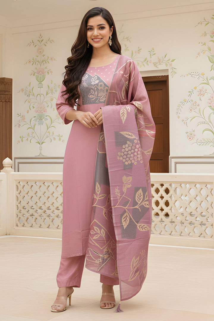 Pink Color Art Silk Fabric Engaging Readymade Salwar Suit | Buy Online India