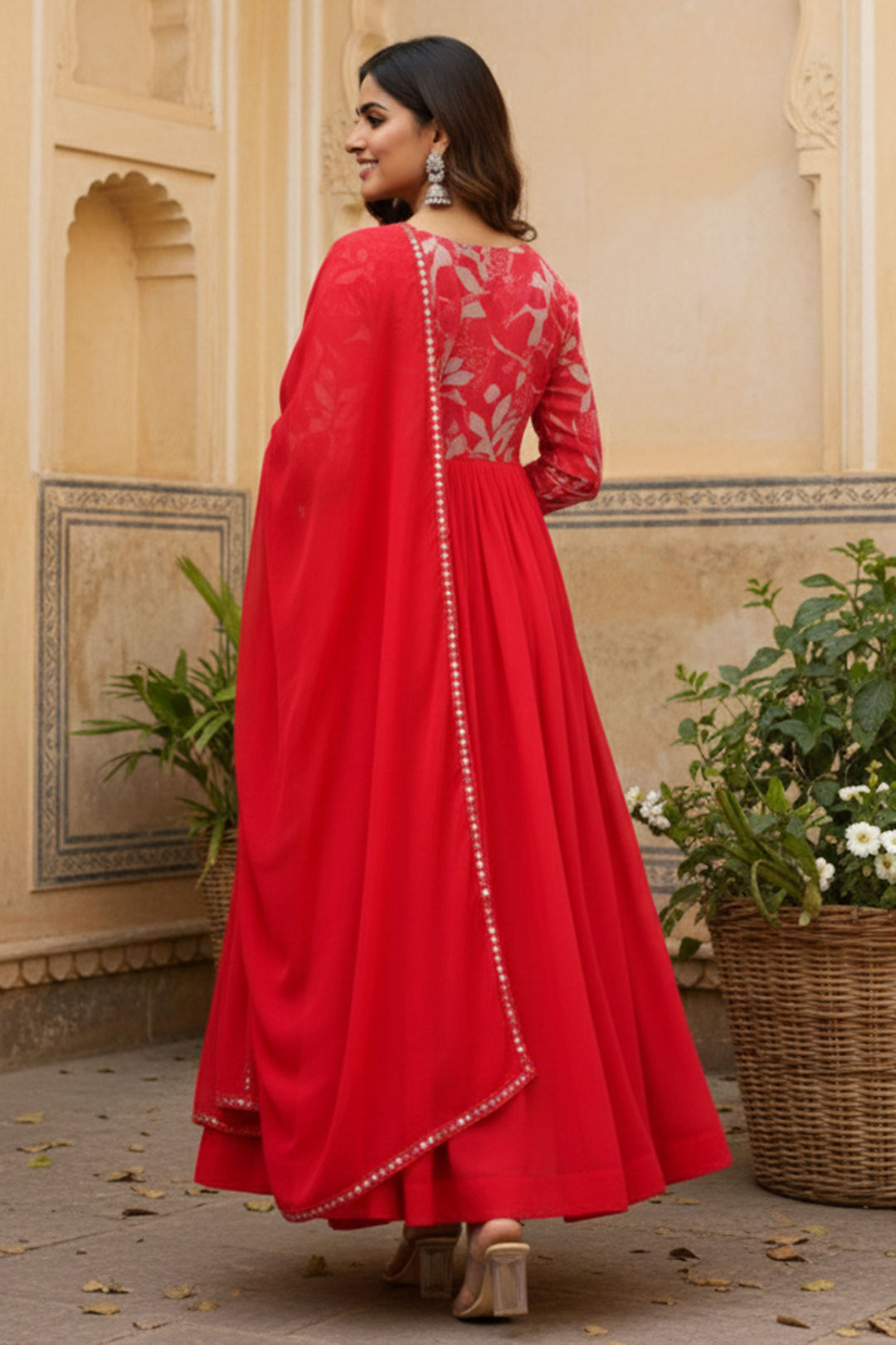 Pink Color Georgette Fabric Readymade Anarkali Style Salwar Suit | Buy Online India