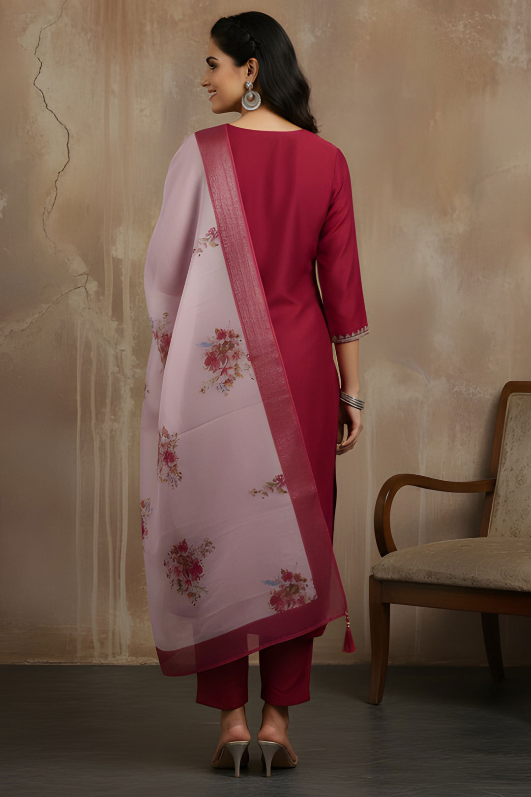 Excellent Art Silk Fabric Maroon Color Readymade Salwar Suit | Buy Online India