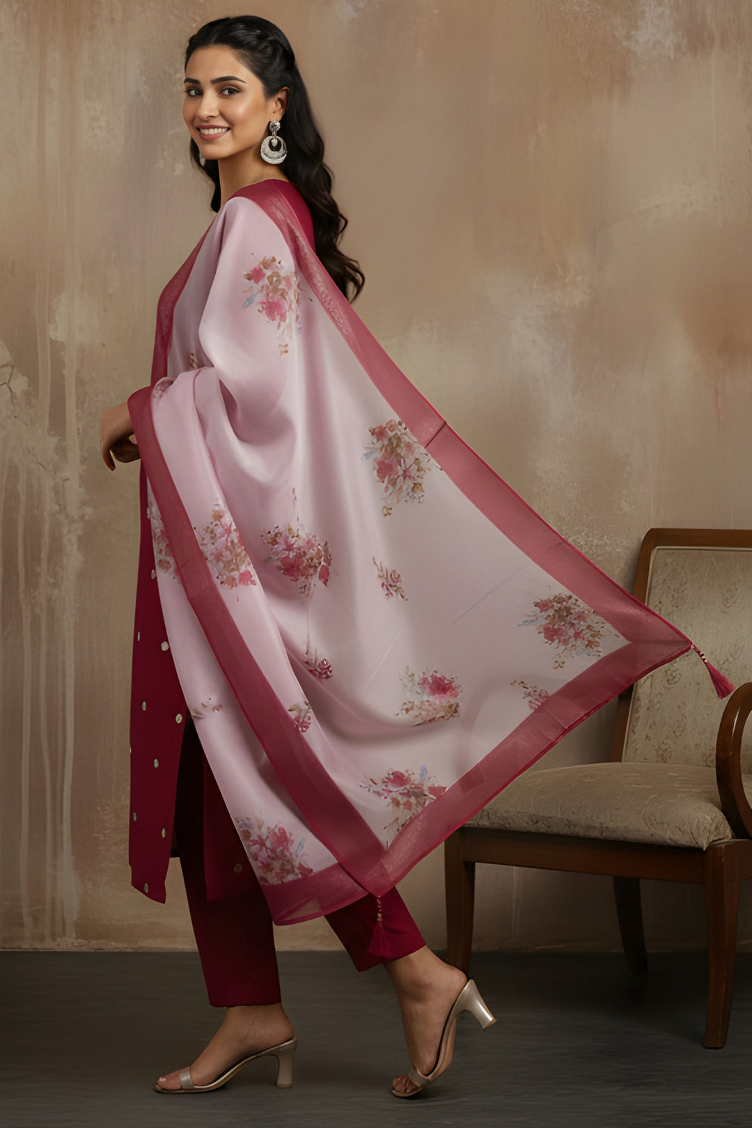 Excellent Art Silk Fabric Maroon Color Readymade Salwar Suit | Buy Online India