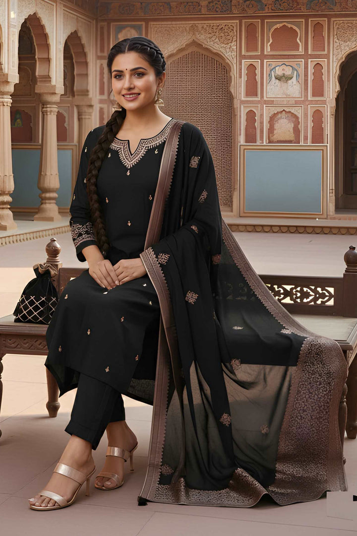 Incredible Art Silk Fabric Black Color Readymade Salwar Suit | Buy Online India