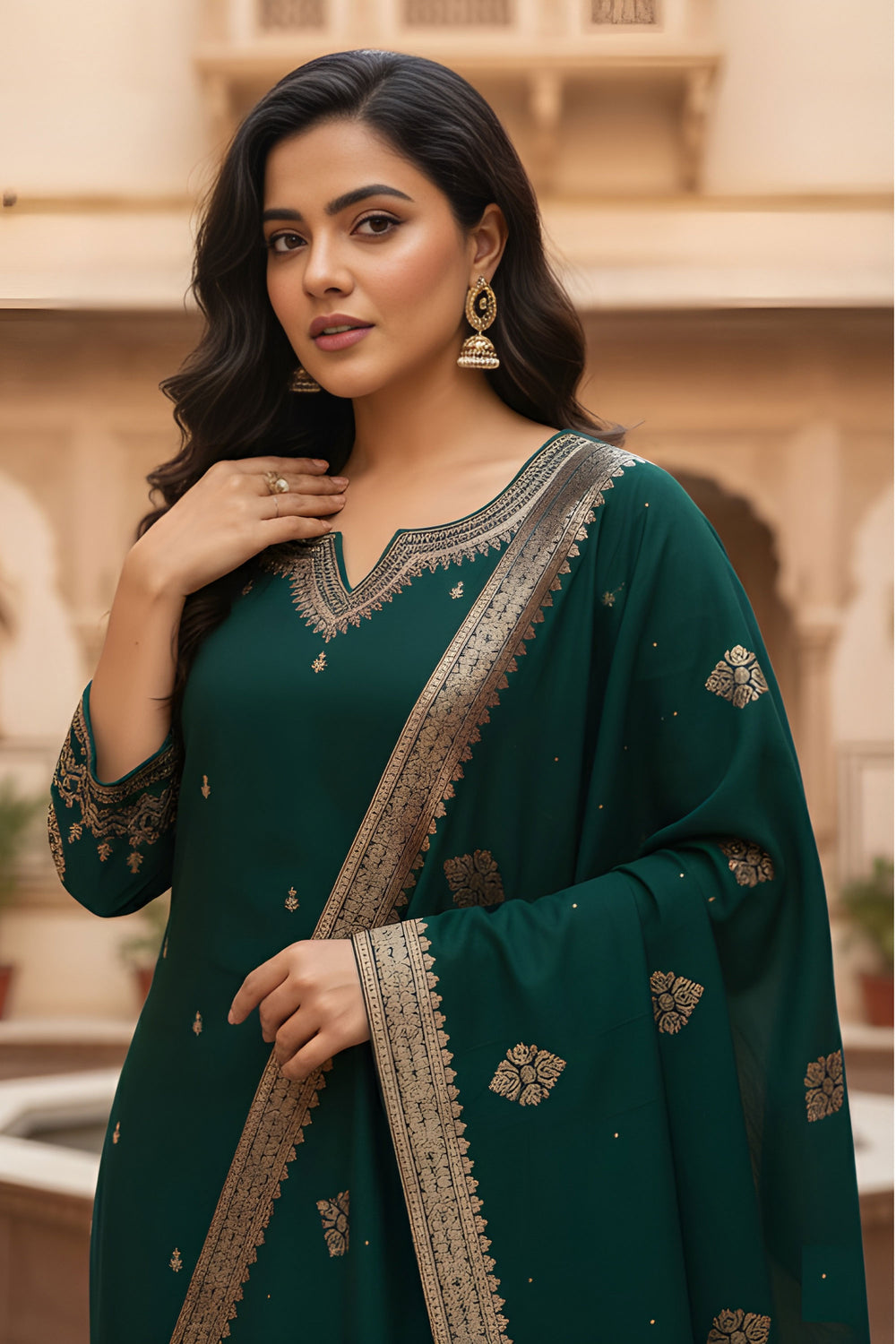 Art Silk Fabric Green Color Delicate Readymade Salwar Suit | Buy Online India