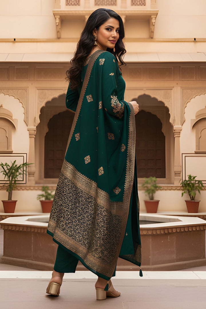 Art Silk Fabric Green Color Delicate Readymade Salwar Suit | Buy Online India