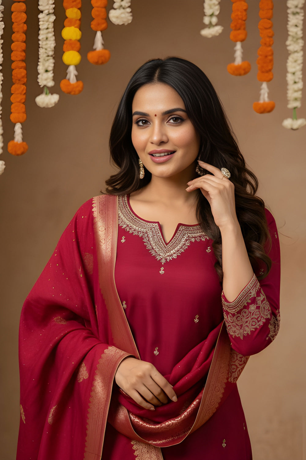 Amazing Maroon Color Art Silk Fabric Readymade Salwar Suit | Buy Online India