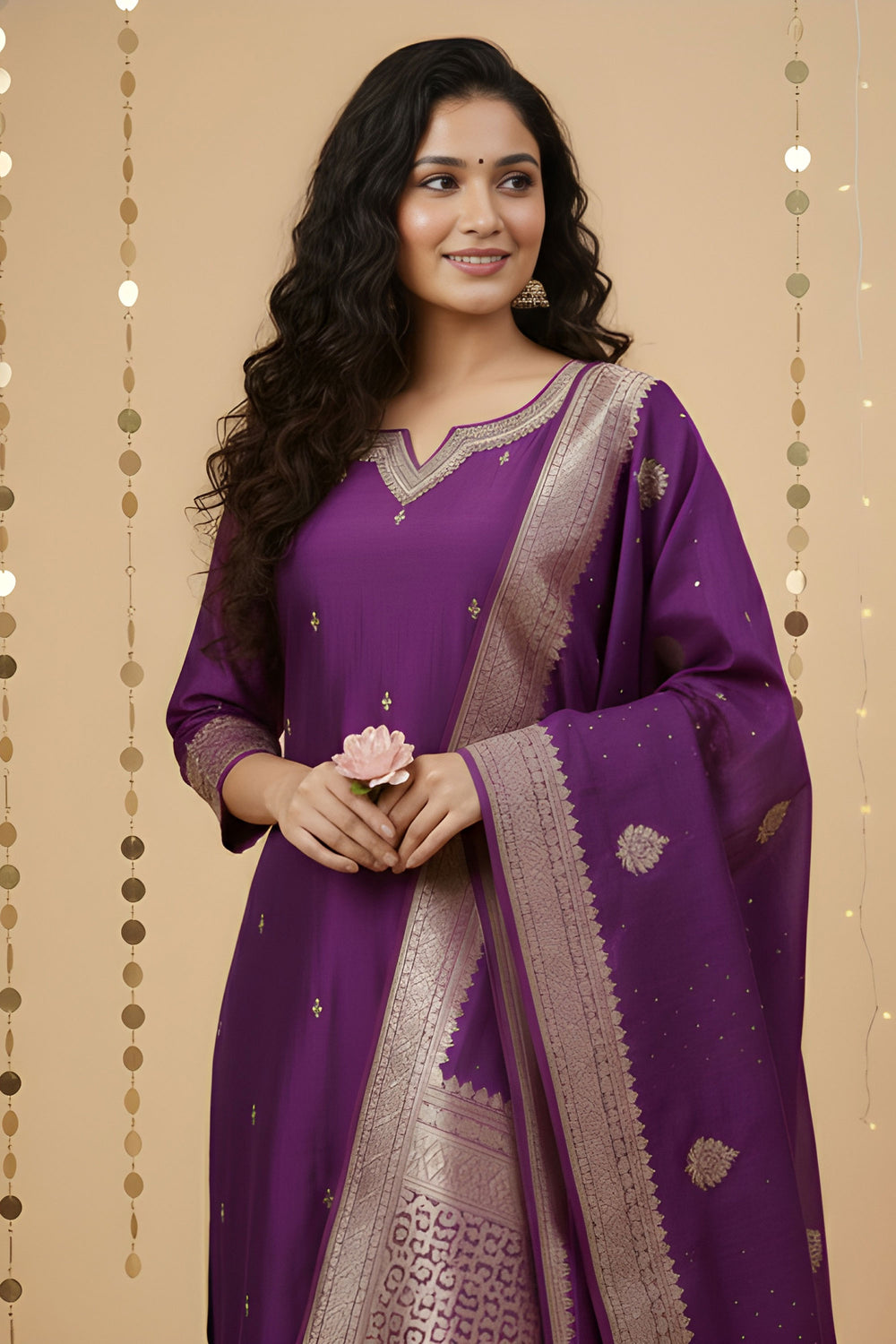 Soothing Dark Purple Color Art Silk Fabric Readymade Salwar Suit | Buy Online India