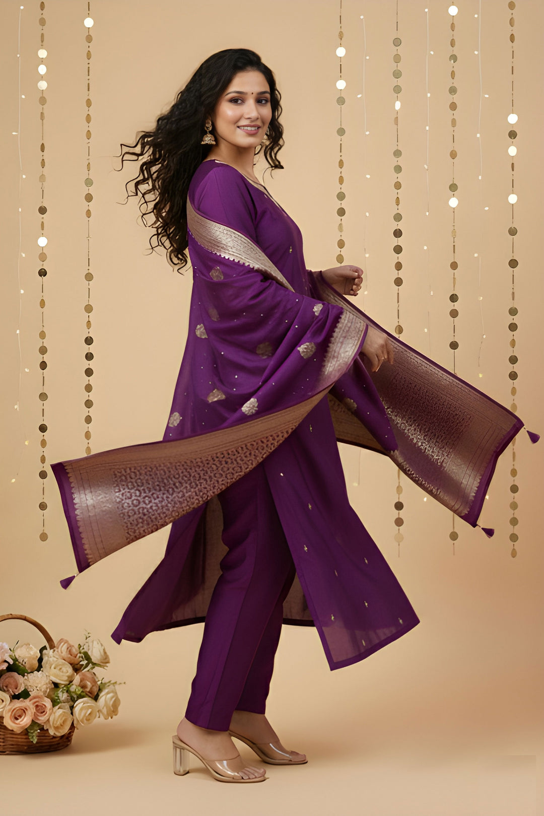 Soothing Dark Purple Color Art Silk Fabric Readymade Salwar Suit | Buy Online India