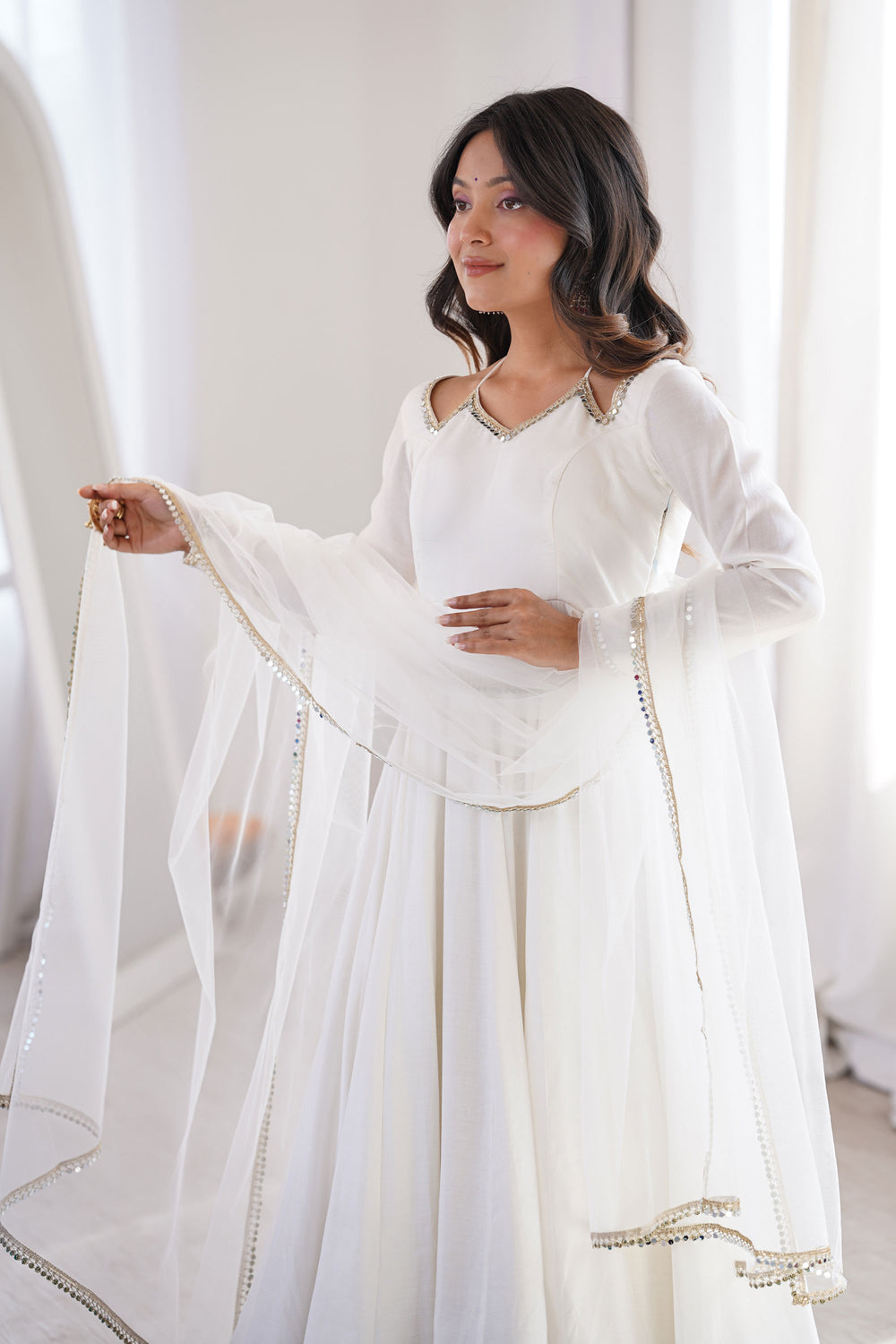 Art Silk Fabric Off White Color Attractive Readymade Anarkali Suit | Buy Online India