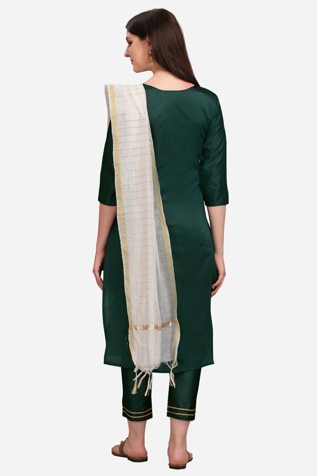 Green Color Cotton Silk Fabric Engaging Readymade Salwar Suit | Buy Online India