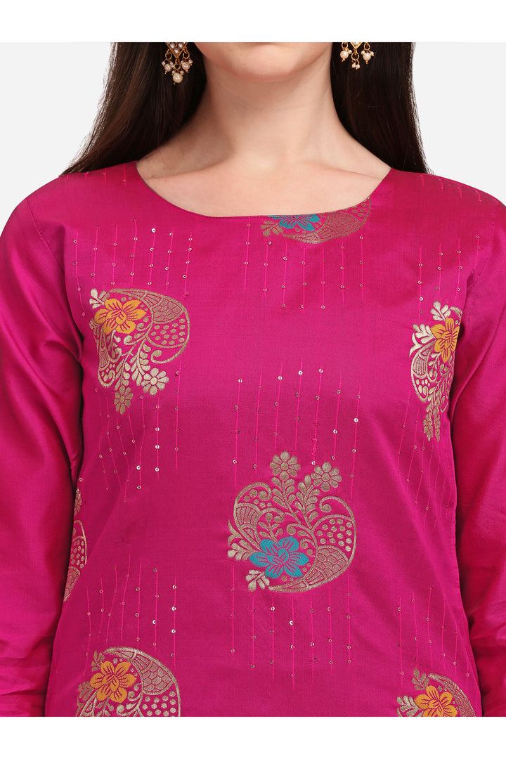 Rani Color Sober Readymade Salwar Suit In Cotton Silk Fabric | Buy Online India