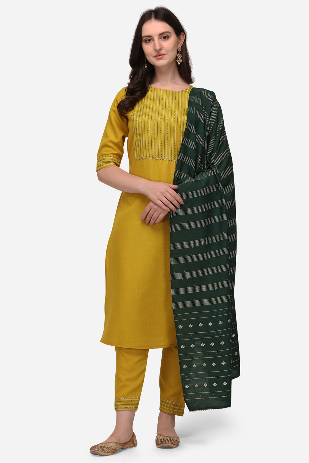 Excellent Cotton Fabric Yellow Color Readymade Salwar Suit | Buy Online India