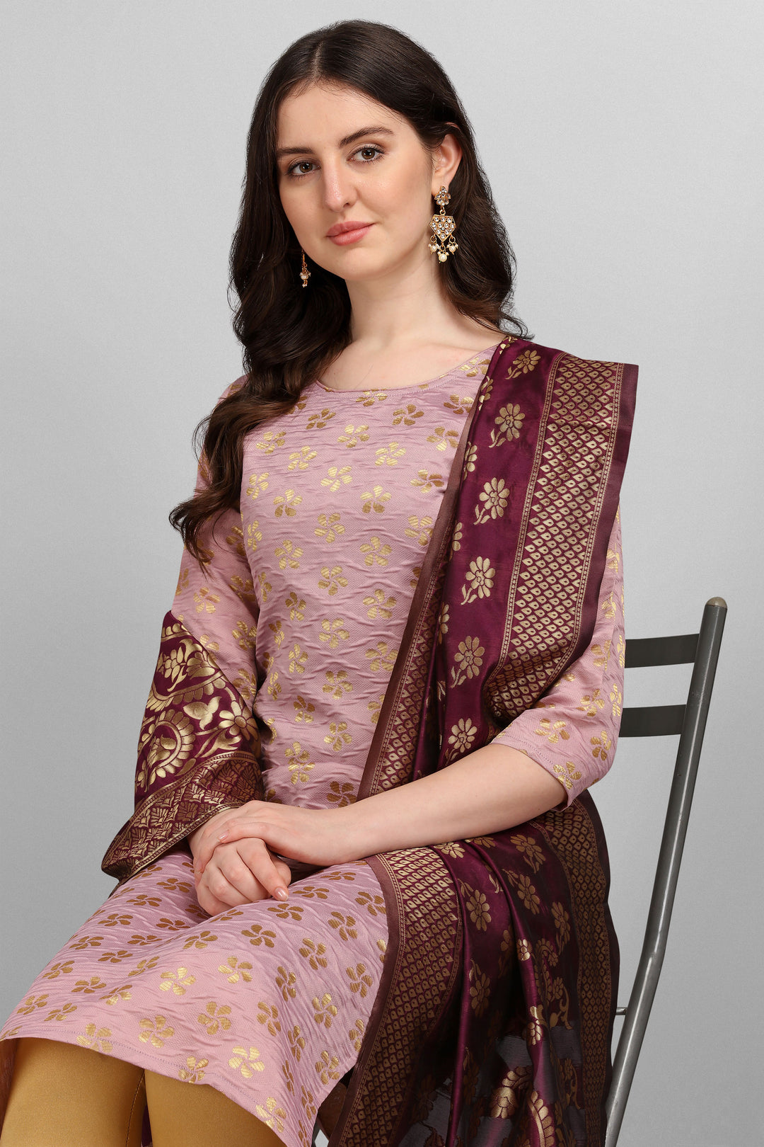 Pink Color Cotton Silk Fabric Stunning Readymade Kurti With Dupatta | Buy Online India