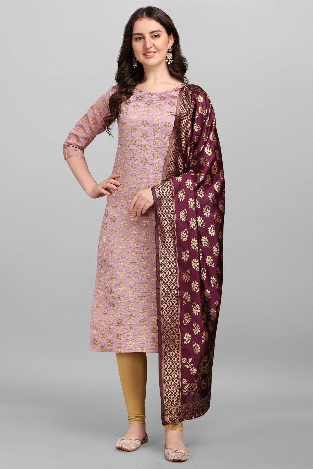 Pink Color Cotton Silk Fabric Stunning Readymade Kurti With Dupatta | Buy Online India