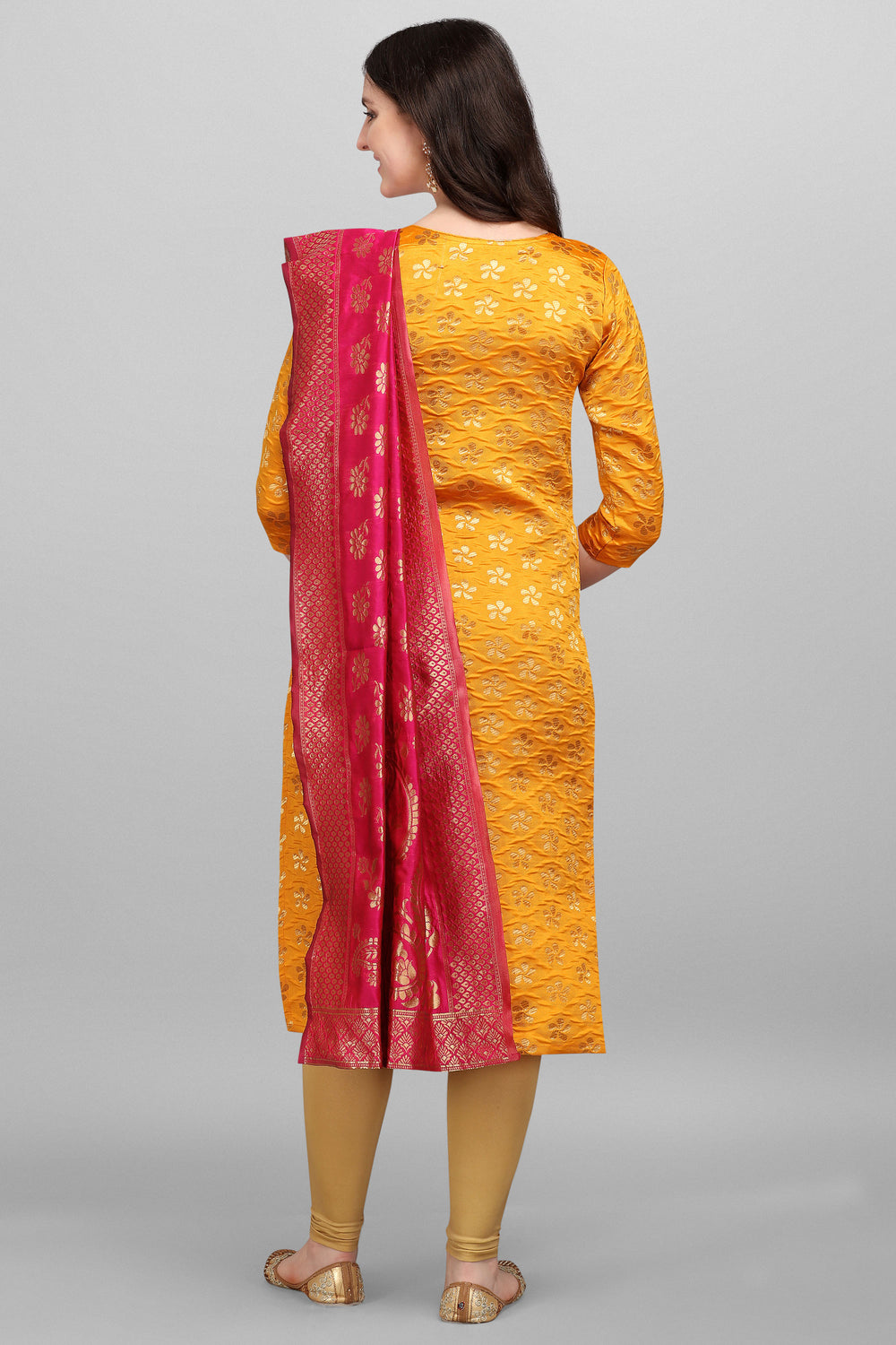 Beguiling Yellow Color Cotton Silk Fabric Readymade Kurti With Bottom | Buy Online India