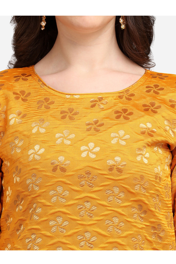 Beguiling Yellow Color Cotton Silk Fabric Readymade Kurti With Bottom | Buy Online India