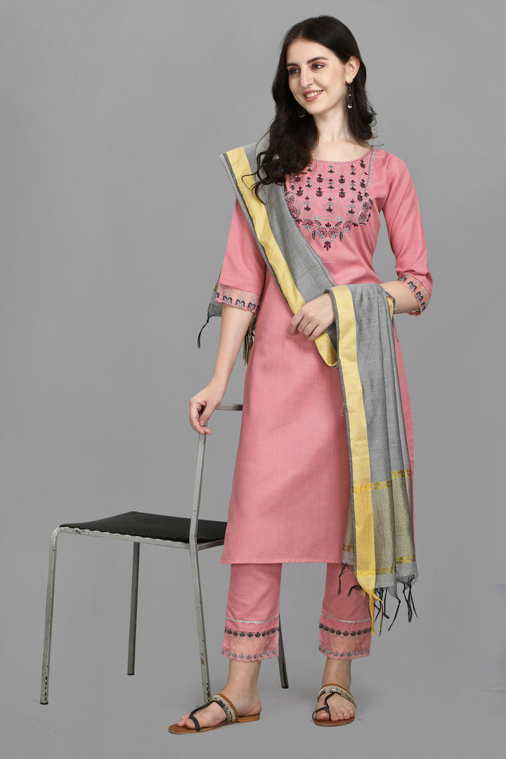 Incredible Cotton Fabric Pink Color Readymade Salwar Suit | Buy Online India