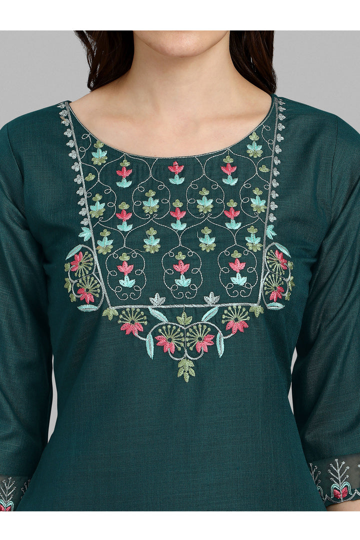 Cotton Fabric Teal Color Delicate Readymade Salwar Suit | Buy Online India