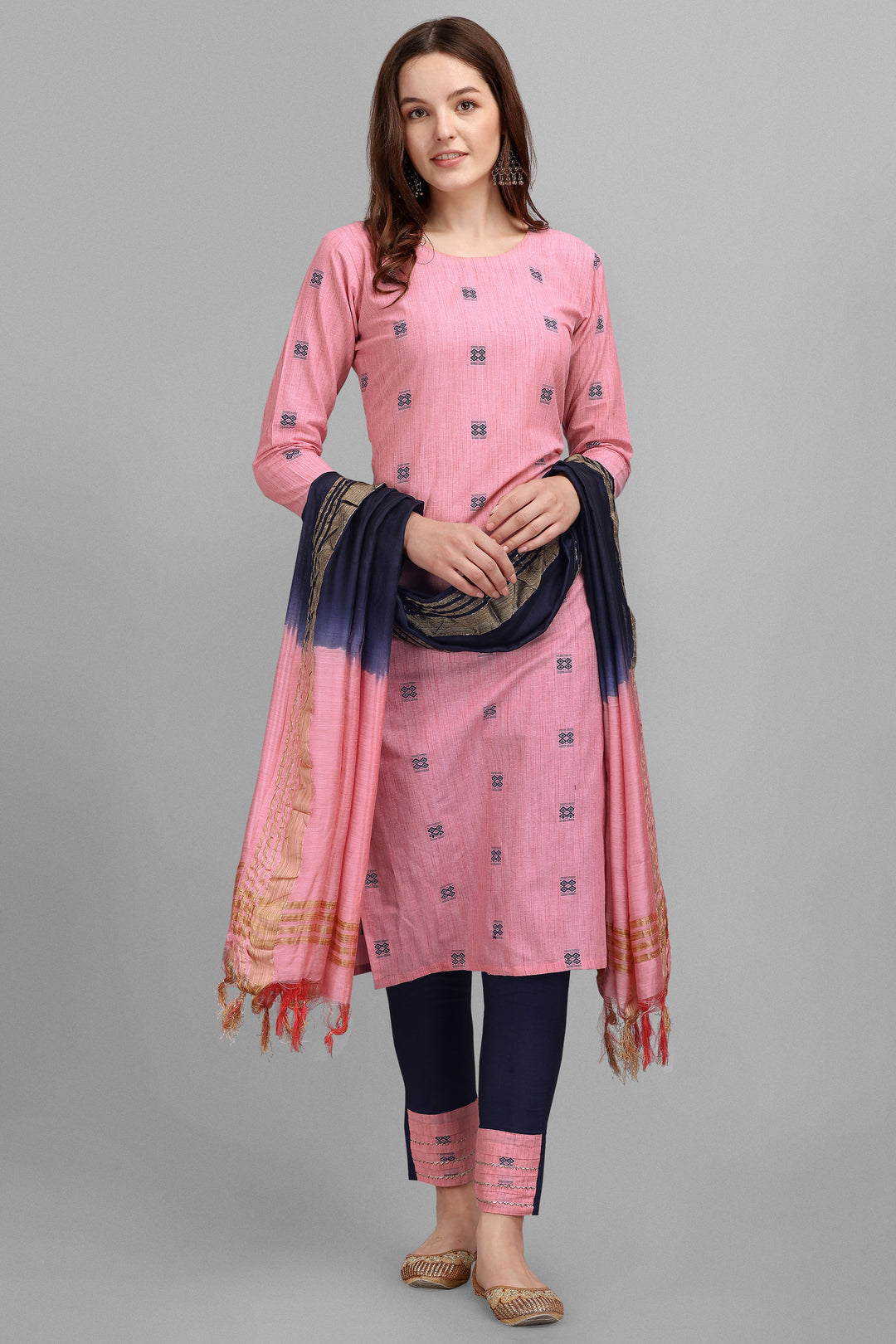 Engaging Pink Color Cotton Fabric Readymade Salwar Suit | Buy Online India
