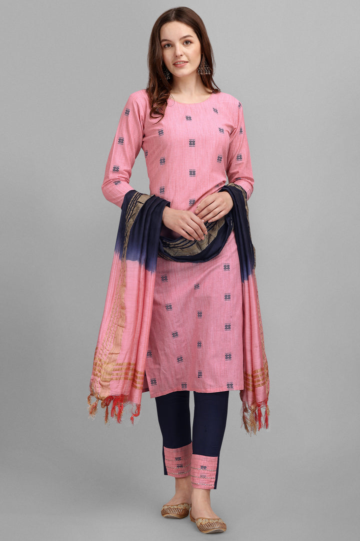 Engaging Pink Color Cotton Fabric Readymade Salwar Suit | Buy Online India
