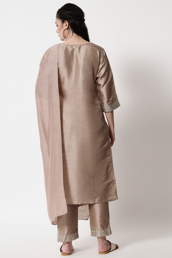 Amazing Beige Color Art Silk Fabric Readymade Salwar Suit | Buy Online India