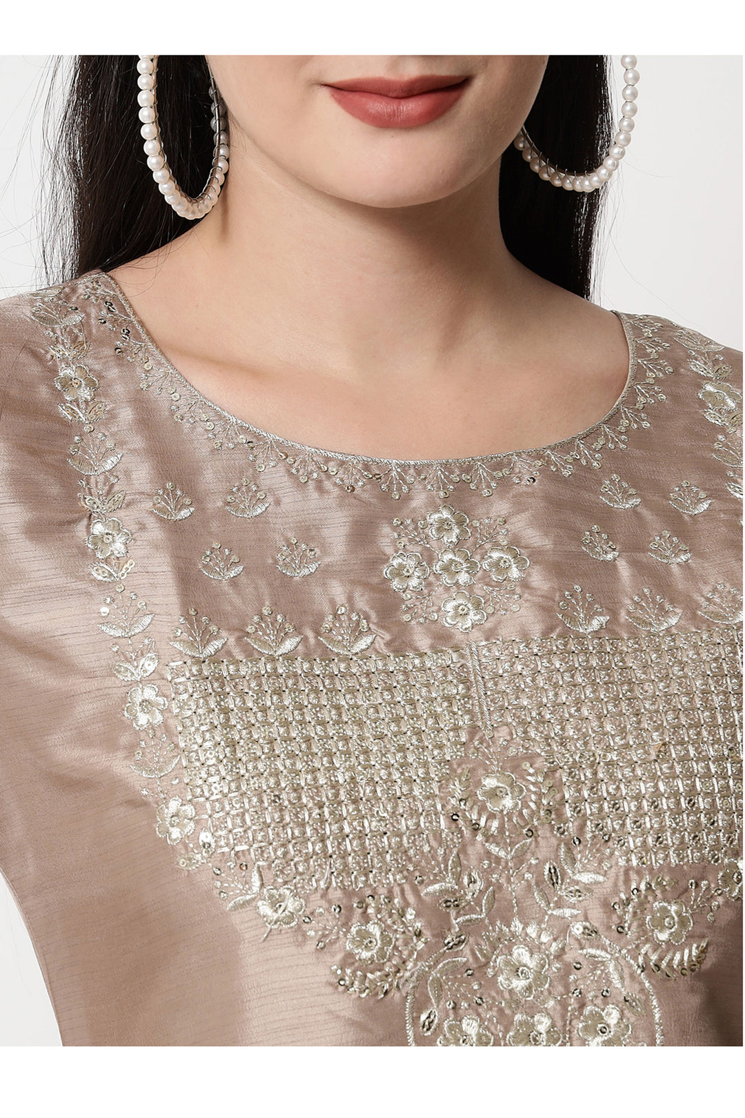 Amazing Beige Color Art Silk Fabric Readymade Salwar Suit | Buy Online India