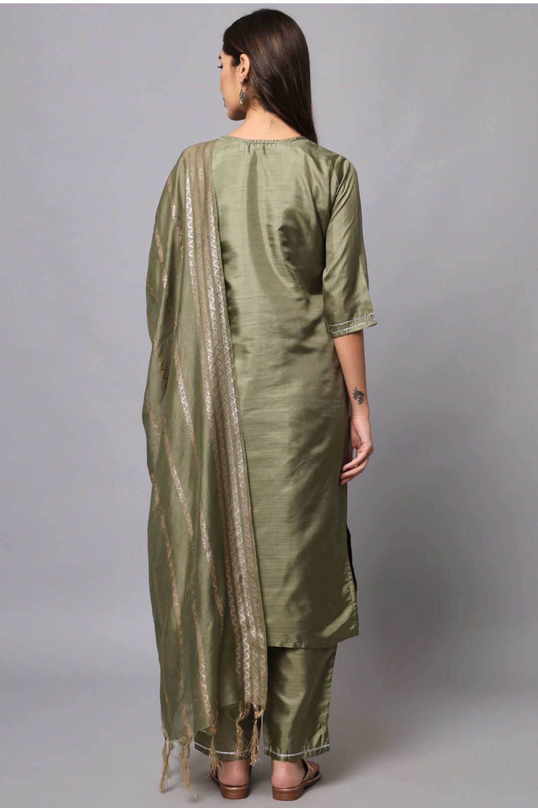 Trendy Fancy Fabric Olive Color Readymade Salwar Suit | Buy Online India