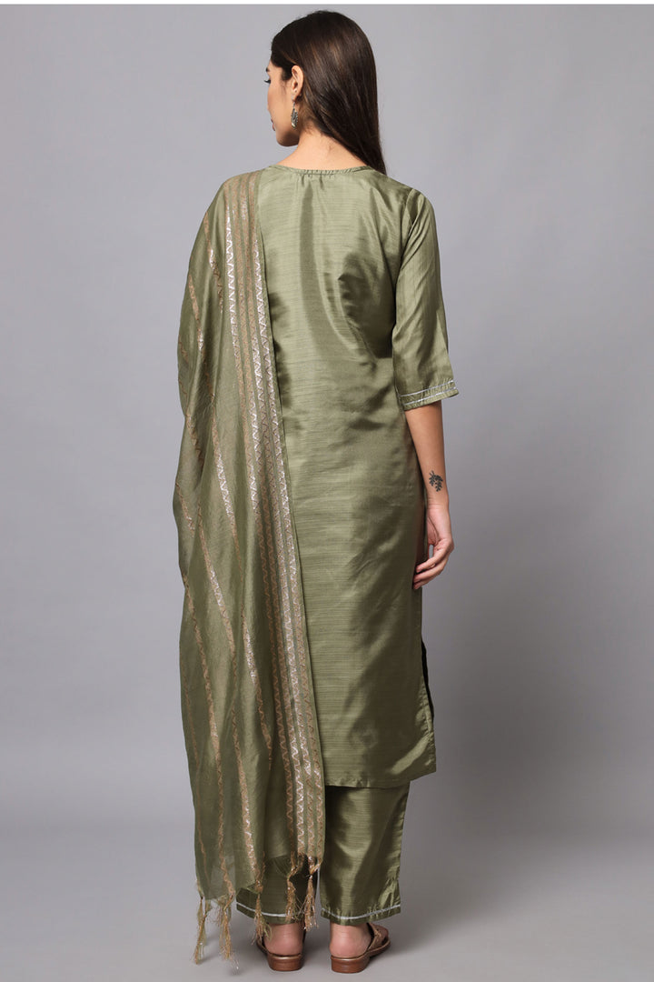 Trendy Fancy Fabric Olive Color Readymade Salwar Suit | Buy Online India