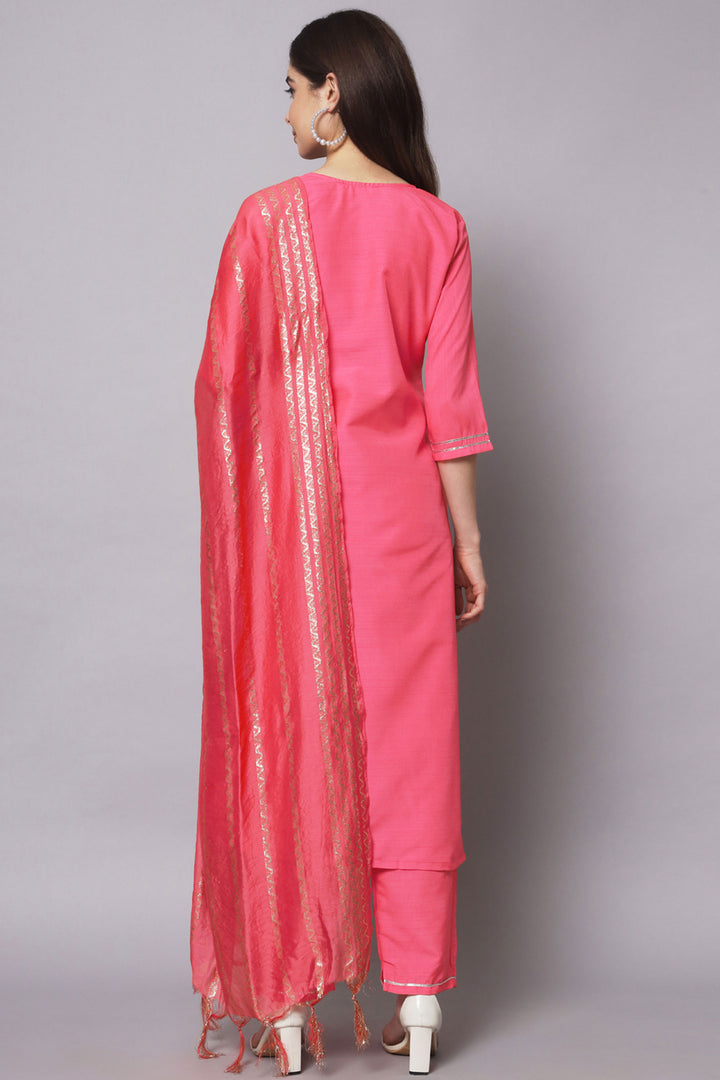 Pink Color Fancy Fabric Chic Readymade Salwar Suit | Buy Online India