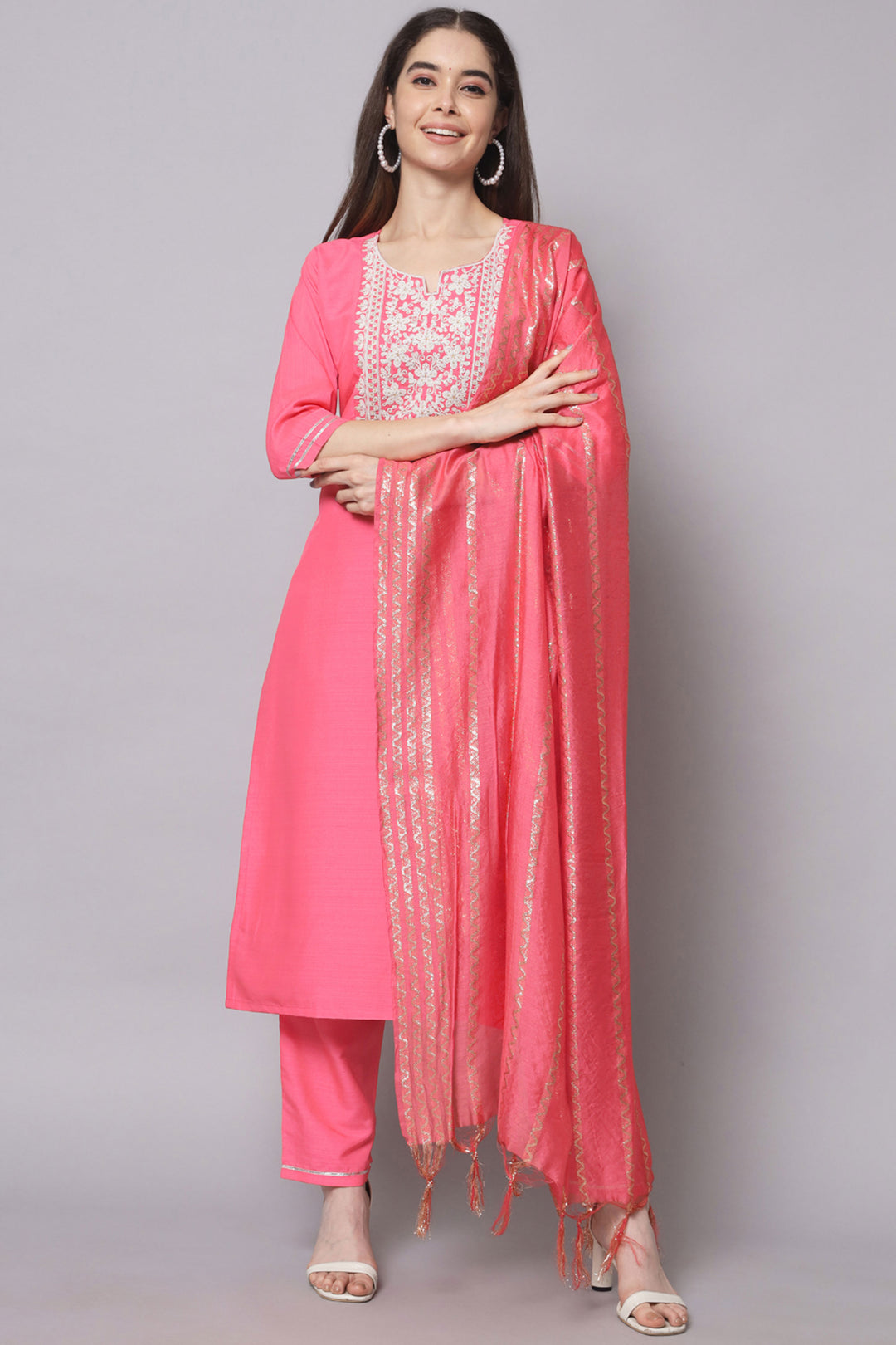 Pink Color Fancy Fabric Chic Readymade Salwar Suit | Buy Online India