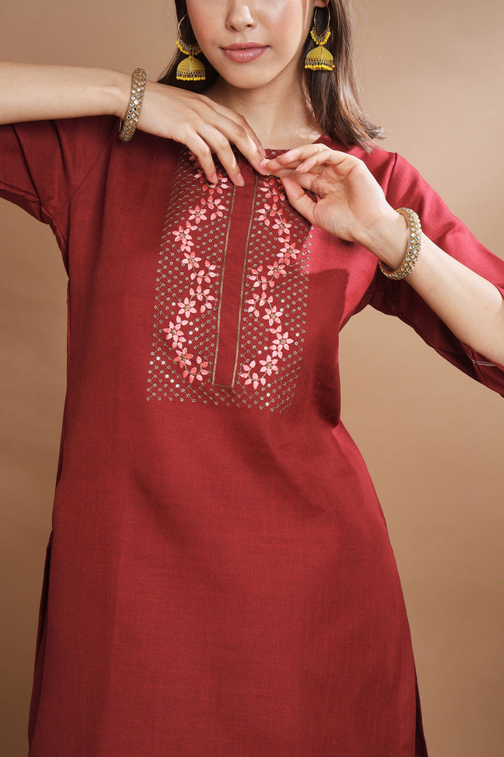 Maroon Color Cotton Fabric Stunning Readymade Salwar Suit | Buy Online India