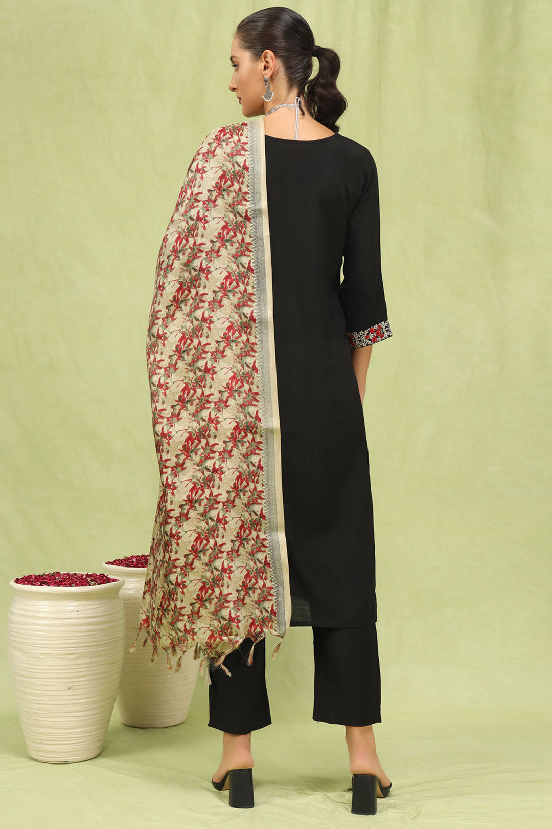 Tempting Viscose Fabric Black Color Readymade Salwar Suit | Buy Online India