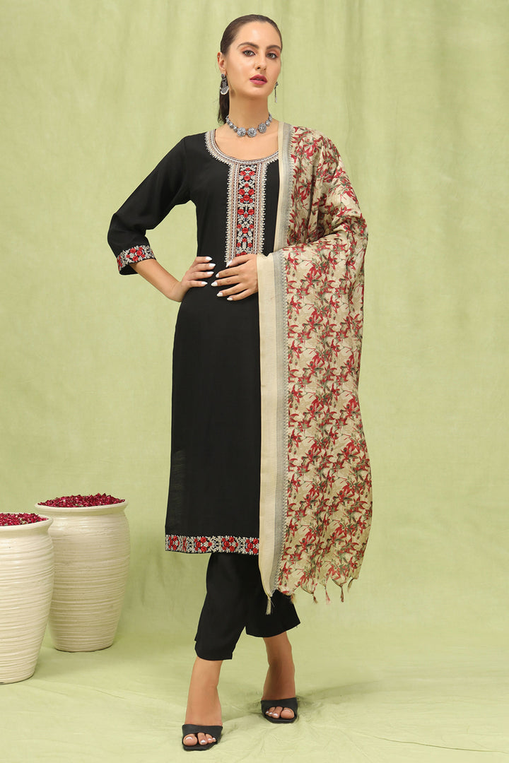 Tempting Viscose Fabric Black Color Readymade Salwar Suit | Buy Online India